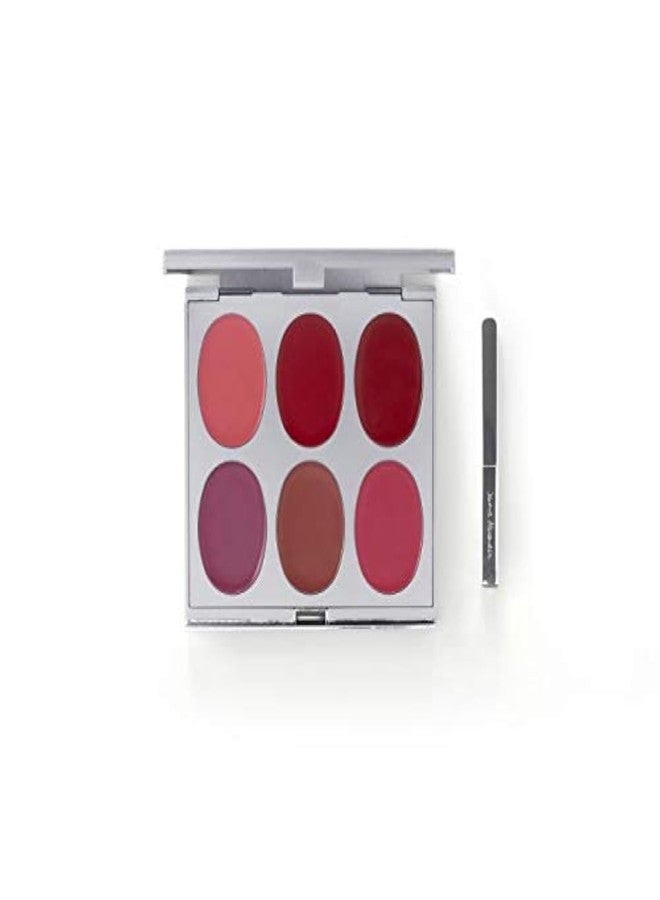Jerome Alexander New Again Lipstick Palette & Retractable Brush, 6 Hot-Poured, Buildable & Blendable Smooth Matte Shades (Hot Colors) - Image 1