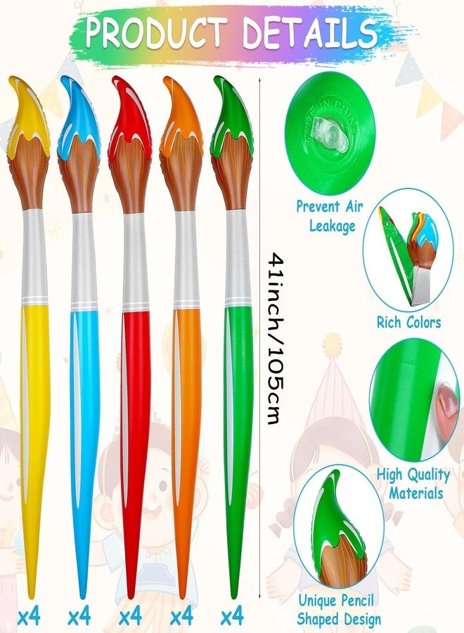 Furbeko Back to School Decoration 41.3 Inch Giant Inflatable Paint Brushes Colored Art Tall Large Jumbo Decorations Prop Set for Birthday Party Favors Classroom School Supplies,5 Colors (20) - Image 2