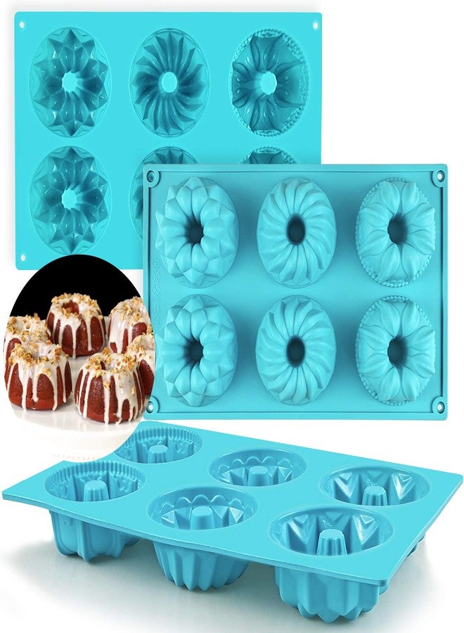 Mity rain 3pcs Mini Cake Pan for Baking - Silicone Fluted Tube Cake Pans European Grade Non Stick Fancy Molds for jello, Cupcake, Doughnut Donut, Cornbread, Brownie - Image 1