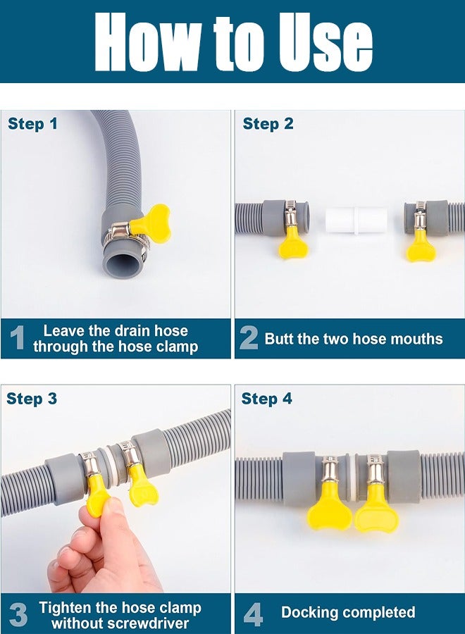 Washing Machine Drain Hose, Universal Drain Hose Extension Kit with 1 Adapter 4 Hose Clamps 1 U-Bend Hose Holder for Washer Dryer Dishwasher Applications (2M) - Image 4