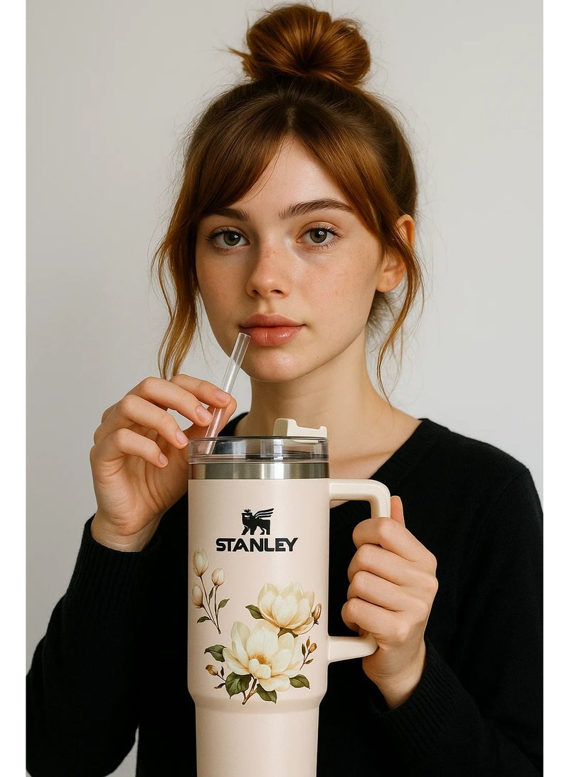 كوب ستانلي أوريجينال فلوستات كوينشر H2.0 معزول بالفراغ من الفولاذ المقاوم للصدأ مع غطاء وقش للمياه أو الشاي المثلج وعصير القهوة والعصائر وما إلى ذلك، 1.18 لتر