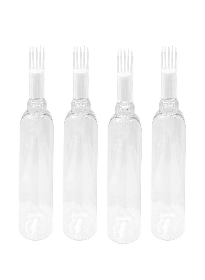 PHARCOS Hair Root Applicator (White) with Prime Stylish Fancy Shape Bottle, Flip top Cap, Plug for applying Hair Oil,Shampoos, DIY care and Medicine 100 ml (Pack of 4- Transparent) - Image 2