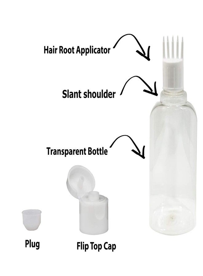 PHARCOS Hair Root Applicator (White) with Prime Stylish Fancy Shape Bottle, Flip top Cap, Plug for applying Hair Oil,Shampoos, DIY care and Medicine 100 ml (Pack of 4- Transparent) - Image 4