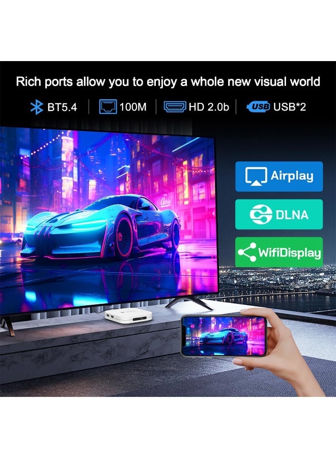 صندوق تلفزيون أندرويد 14.0 2025، جهاز بث M1 Plus 8K Ultra HD للتلفزيون، ذاكرة وصول عشوائي 2 جيجابايت + سعة تخزين داخلية 16 جيجابايت، صندوق تلفزيون ذكي مع HDR10 2.4G/5.8G ثنائي النطاق WiFi 6، BT 5.0، التحكم الصوتي، RK3528 رباعي النواة A53