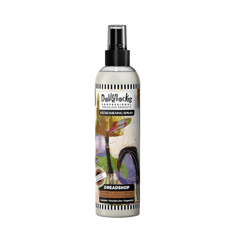 Dollylocks Refreshening Spray for Locs, Braids, Extensions, Dreadlocks | Lavender Lime Peppermint | Plant-based, Residue-free, Sulfate-free | Refresh Moisturizing Scalp Relief | 8 oz - Image 1