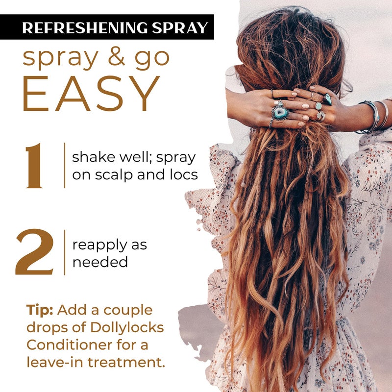 Dollylocks Refreshening Spray for Locs, Braids, Extensions, Dreadlocks | Lavender Lime Peppermint | Plant-based, Residue-free, Sulfate-free | Refresh Moisturizing Scalp Relief | 8 oz - Image 3