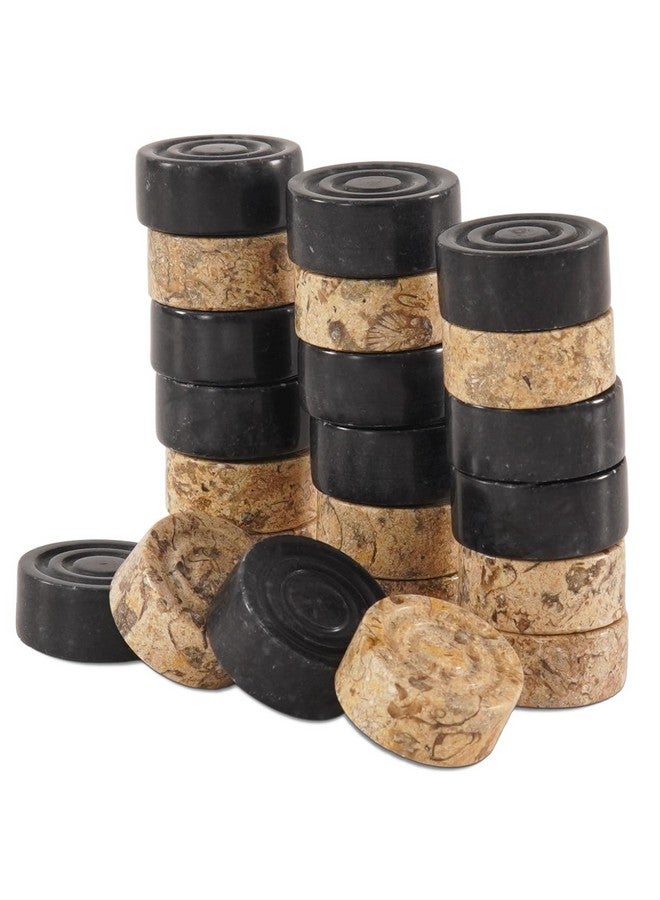 Radicaln Marble Checker Figures 1.25'' Inches Black and Coral Handmade Outdoor Board Game Draughts Checker Pieces Travel Chess Set Classic Board Game Checkers Outdoor Games - Image 1