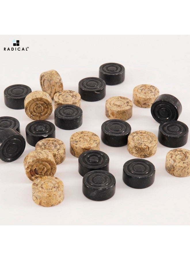 Radicaln Marble Checker Figures 1.25'' Inches Black and Coral Handmade Outdoor Board Game Draughts Checker Pieces Travel Chess Set Classic Board Game Checkers Outdoor Games - Image 2