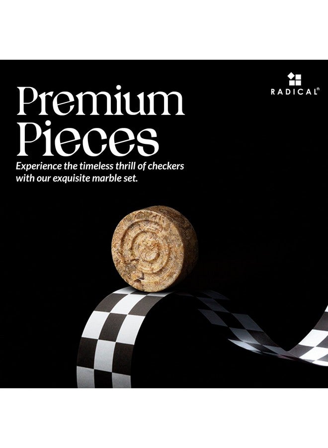 Radicaln Marble Checker Figures 1.25'' Inches Black and Coral Handmade Outdoor Board Game Draughts Checker Pieces Travel Chess Set Classic Board Game Checkers Outdoor Games - Image 4