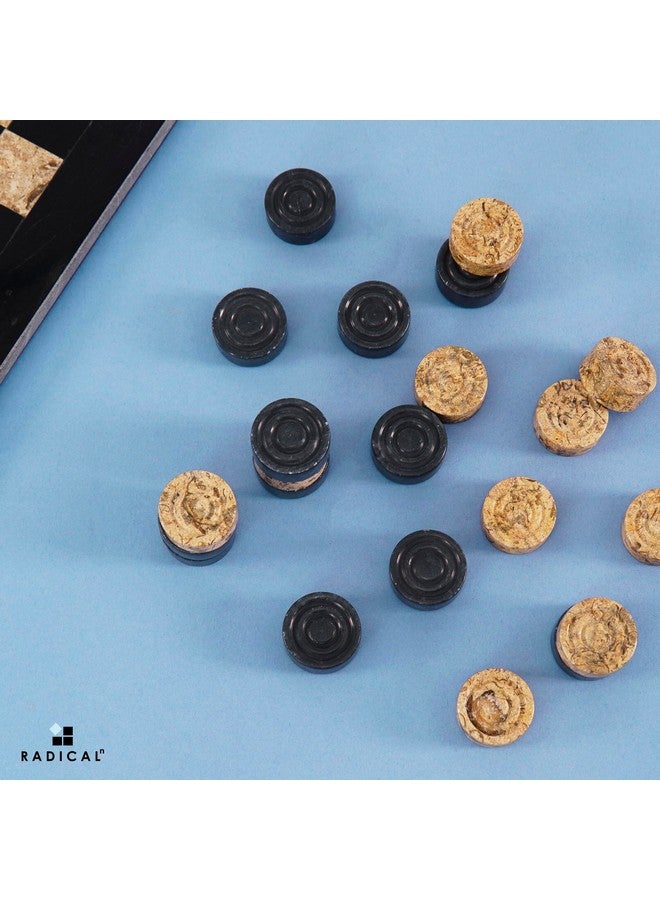 Radicaln Marble Checker Figures 1.25'' Inches Black and Coral Handmade Outdoor Board Game Draughts Checker Pieces Travel Chess Set Classic Board Game Checkers Outdoor Games - Image 3