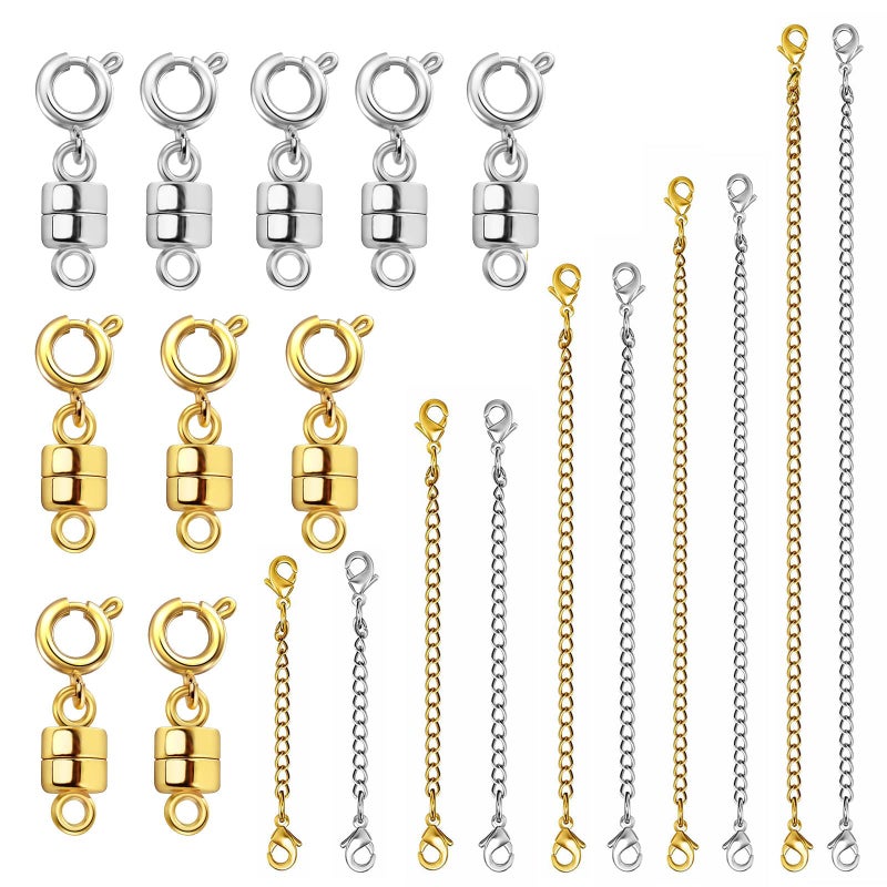 Evnlo Necklace Extender and Magnetic Necklace Clasp,Gold and Silver Chain Extenders for Necklaces Bracelet Jewelry - Image 1