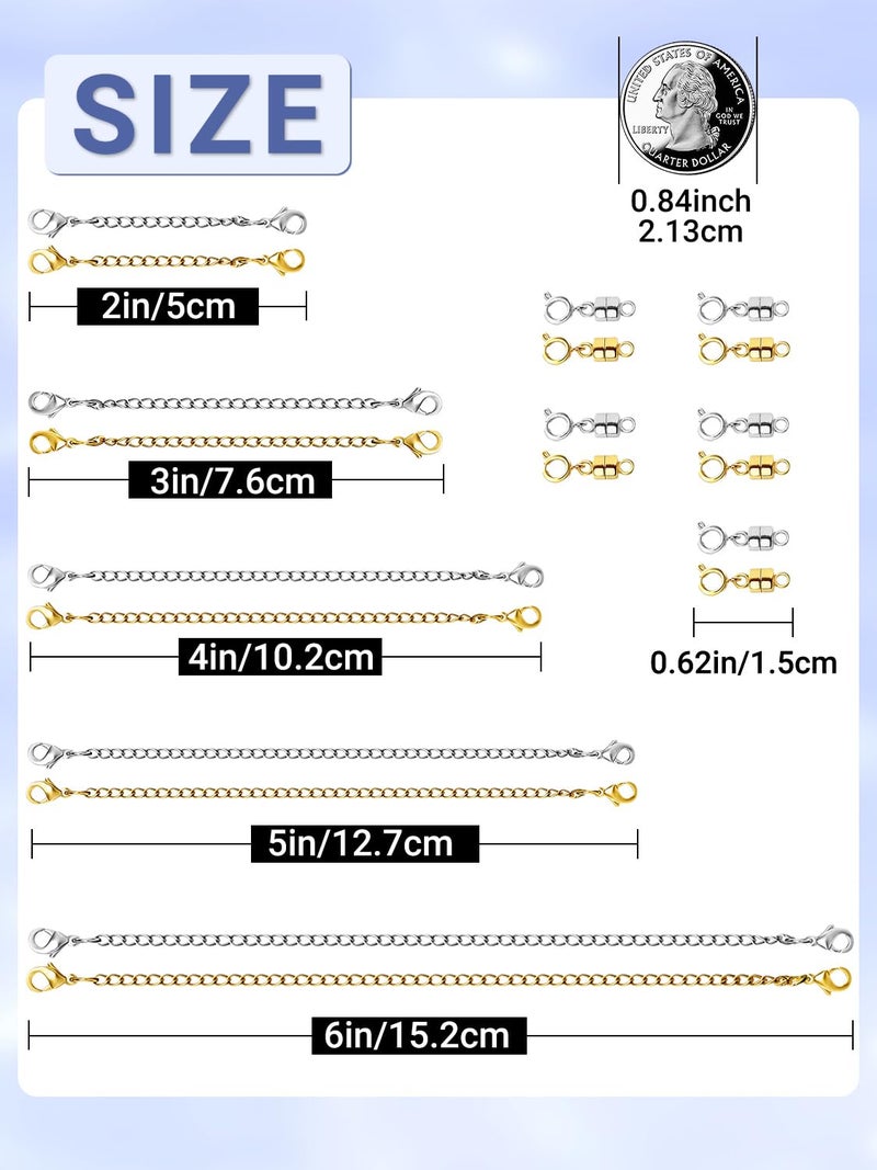 Evnlo Necklace Extender and Magnetic Necklace Clasp,Gold and Silver Chain Extenders for Necklaces Bracelet Jewelry - Image 2