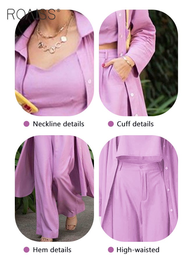 3-Piece Set Ladies Fashionable Mid Length Shirt Camisole and Wide Leg Pants Perfect for a Stylish and Versatile Look - pzsku/ZBE520F92F6CF842474AEZ/45/_/1700550623/87d17102-7759-475f-b962-de63dccd2866