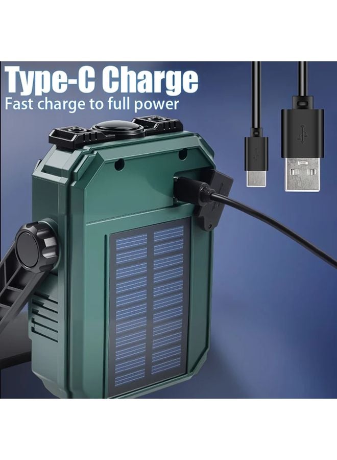 Green Solar Work Lamp Magnetic USB Rechargeable Adjustable Light For Camping - Image 3