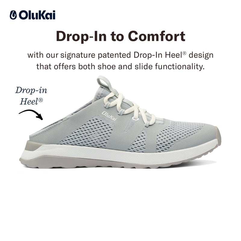 OLUKAI Huia Women's Athletic Sneakers, Lightweight & Breathable Mesh, Comfort Fit & Wet Grip Rubber Soles, Durable & Supportive, Pale Grey/Pale Grey, 8 - Image 3
