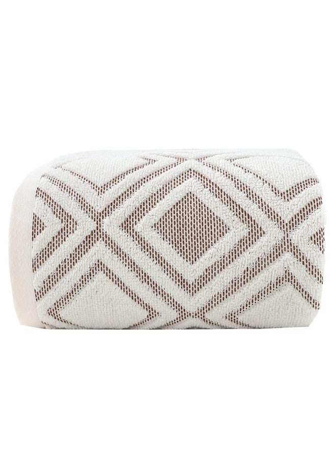 Pidada Bath Towel Diamond Pattern 100% Cotton Absorbent Soft Decorative Towel for Bathroom 27.6 x 55 Inch (Beige Brown) - Image 1