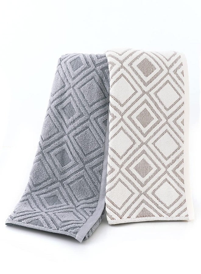 Pidada Bath Towel Diamond Pattern 100% Cotton Absorbent Soft Decorative Towel for Bathroom 27.6 x 55 Inch (Beige Brown) - Image 5