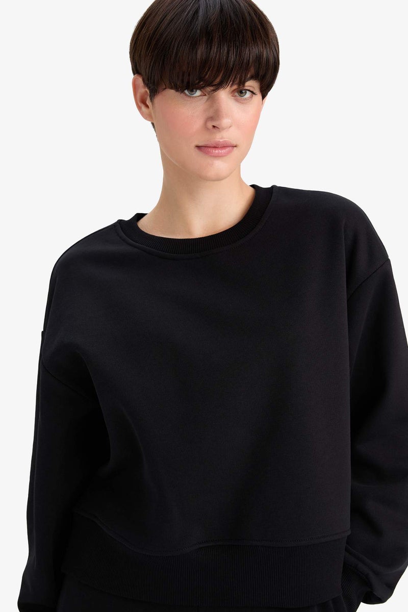 DeFacto Boxy Fit Crew Neck Basic Sweatshirt - Image 4