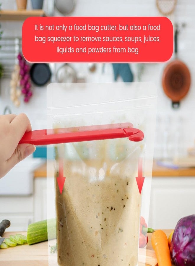 أداة فتح وعصر أكياس الطعام من قطعتين مصنوعة من الفولاذ المقاوم للصدأ، مزودة بشفرة أمان لسهولة التقطيع والتفريغ والتخزين، أداة سهلة لفتح أكياس الصلصات والعصائر - Image 3