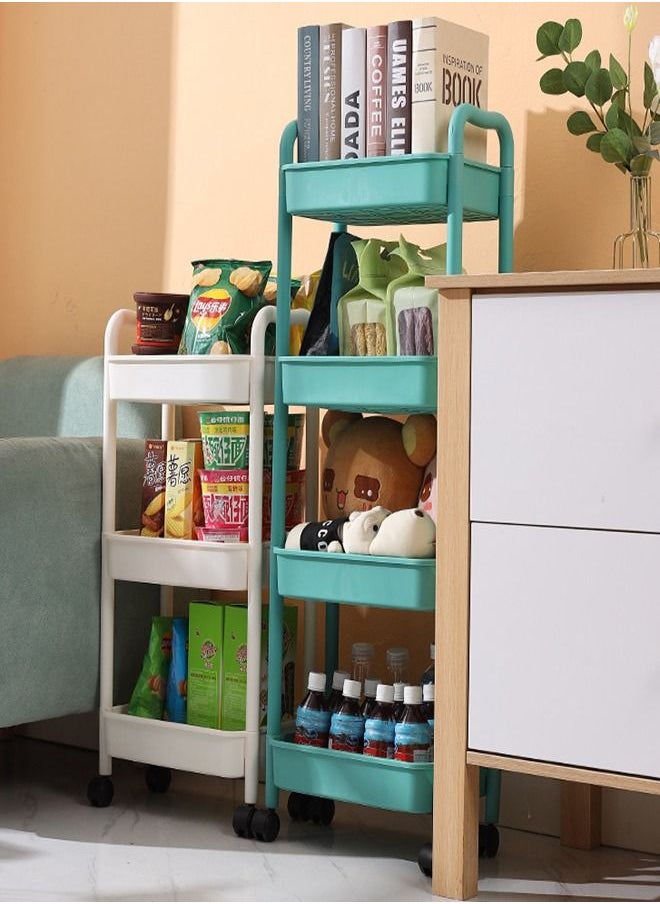 Plastic Utility Cart 3 Tier Rolling Cart Mesh Rolling Utility Cart Multifunction Storage Rack Serving Cart for Home or Kitchen