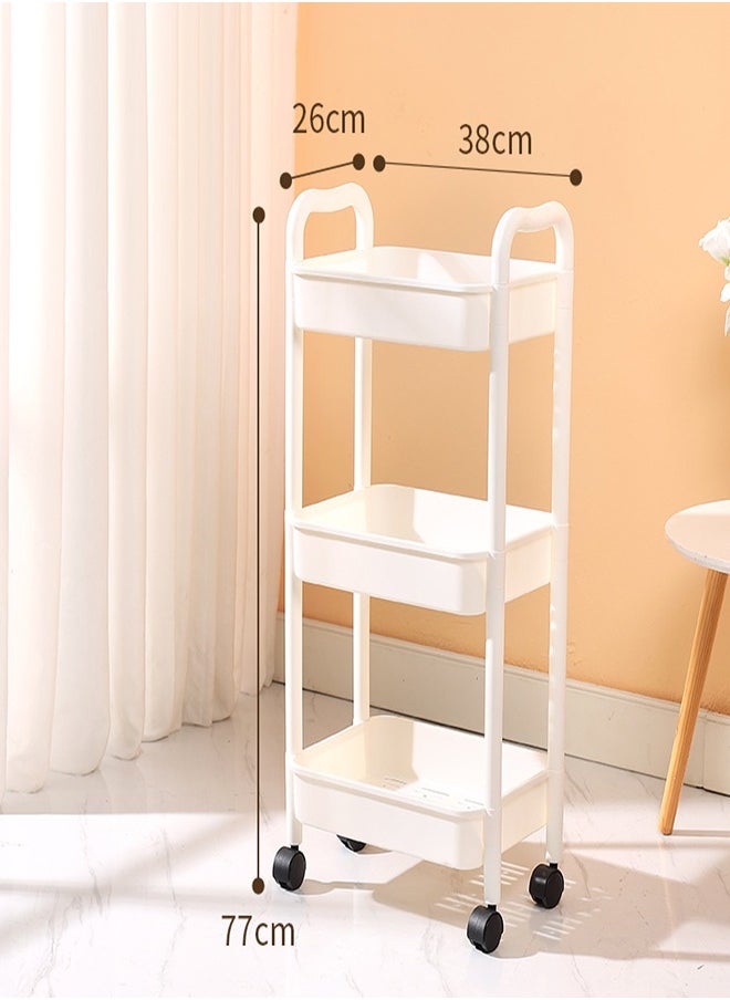 Plastic Utility Cart 3 Tier Rolling Cart Mesh Rolling Utility Cart Multifunction Storage Rack Serving Cart for Home or Kitchen