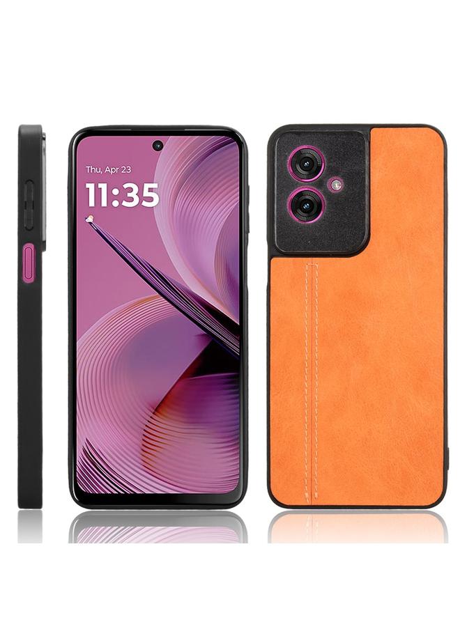 For Motorola Moto G55 5G Cow Pattern Sewing Back Cover Phone Case(Orange)
