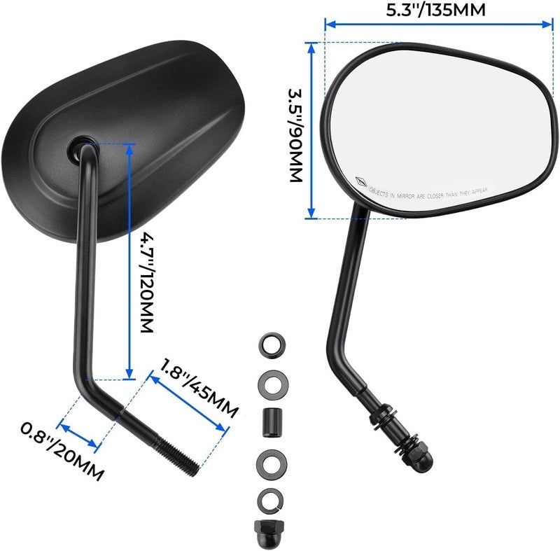 VPZMT 8mm Teardrop Rearview Mirrors Compatible with Harley Road King CVO Road Street Tri Glide Freewheeler Street XG500 XG750 Sportster XL883 1200 Softail Street Bob (Black) - Image 2