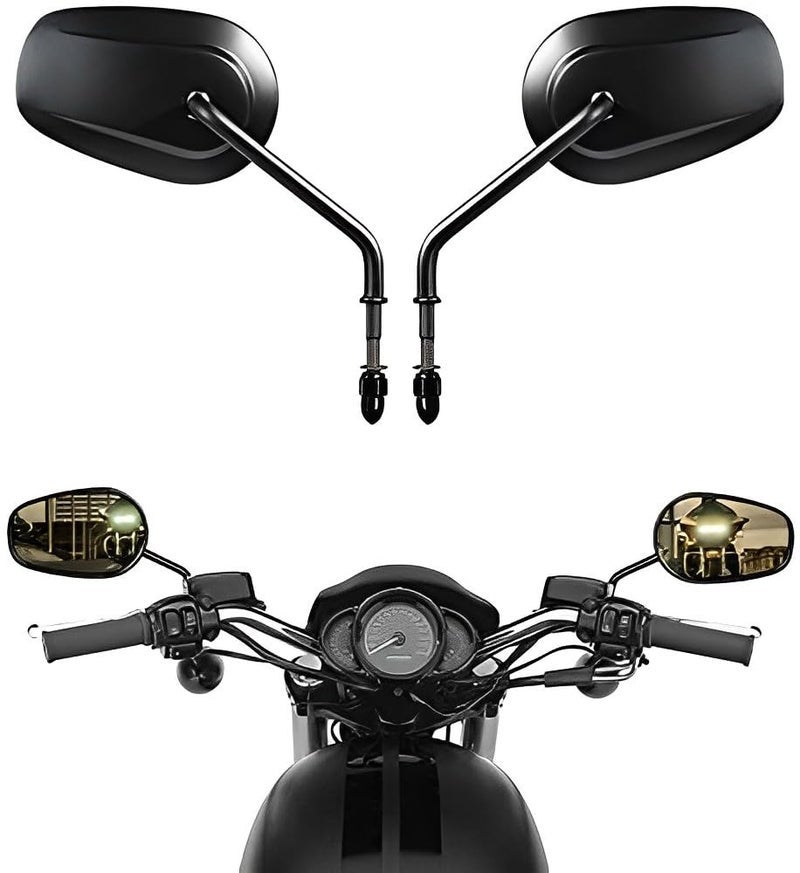 VPZMT 8mm Teardrop Rearview Mirrors Compatible with Harley Road King CVO Road Street Tri Glide Freewheeler Street XG500 XG750 Sportster XL883 1200 Softail Street Bob (Black) - Image 1