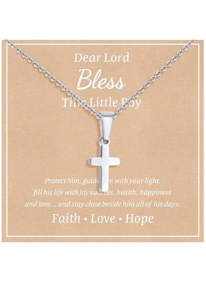 Arabest Easter Gift Cross Necklace for Kids : Minimalist Gold Plated/Silver Cross Chain Necklace Jewelry  Gift First Communion Baptism Gifts for Teenage Girls Boys Son Easter Baskets - Image 1