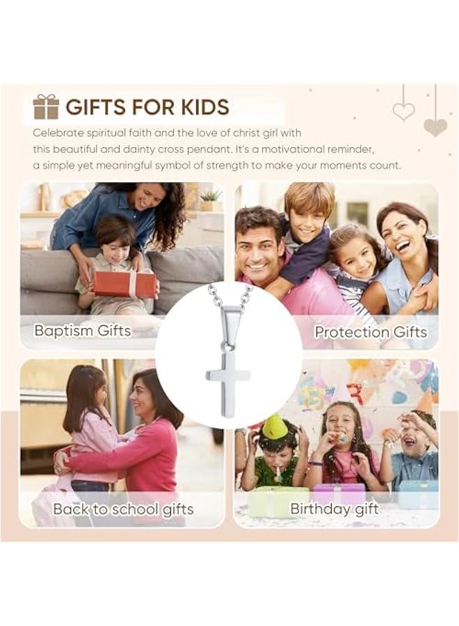 Arabest Easter Gift Cross Necklace for Kids : Minimalist Gold Plated/Silver Cross Chain Necklace Jewelry  Gift First Communion Baptism Gifts for Teenage Girls Boys Son Easter Baskets - Image 2