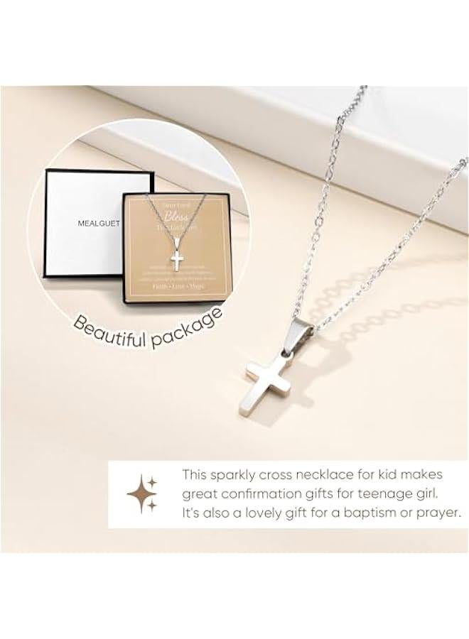 Arabest Easter Gift Cross Necklace for Kids : Minimalist Gold Plated/Silver Cross Chain Necklace Jewelry  Gift First Communion Baptism Gifts for Teenage Girls Boys Son Easter Baskets - Image 3