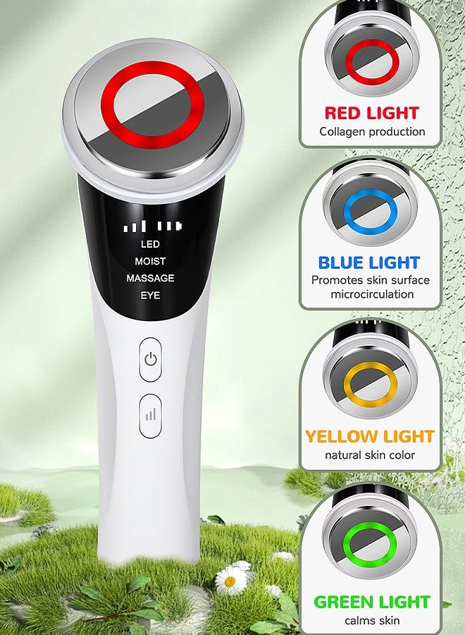 MAANGE 4-in-1 Face and Neck Beauty Massager, 4-Color Light Therapy for Face Lifting with Microcurrent, Skin Care Tool for Youthful and Tightening Skin (White) - Image 3