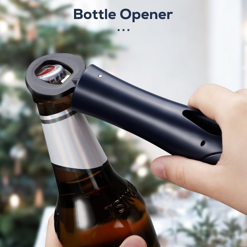 IPOW Wine Opener, Corkscrew Wine Bottle Opener with Foil Cutter,Sharp Screw - Easy to Uase, Sturdy Cork Screw for Gifts - Navy Blue - Image 2