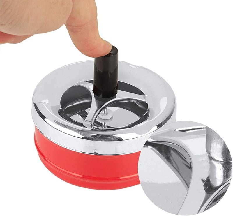 Large Red Metal Smoking Ashtray Indoor Outdoor Round Push Down 37 4 X 18 9 X 6 7in - Image 2