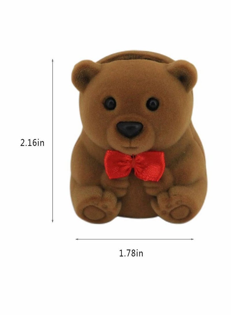 Y&D Velvet Bear Jewelry Box Ring Pendant Earring Boxes Storage Case Gift for Proposal Engagement Wedding 2pcs  - Image 2