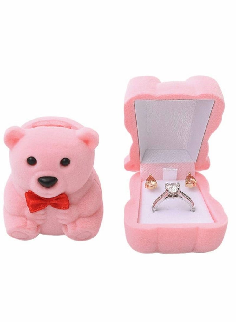 Y&D Velvet Bear Jewelry Box Ring Pendant Earring Boxes Storage Case Gift for Proposal Engagement Wedding 2pcs  - Image 5