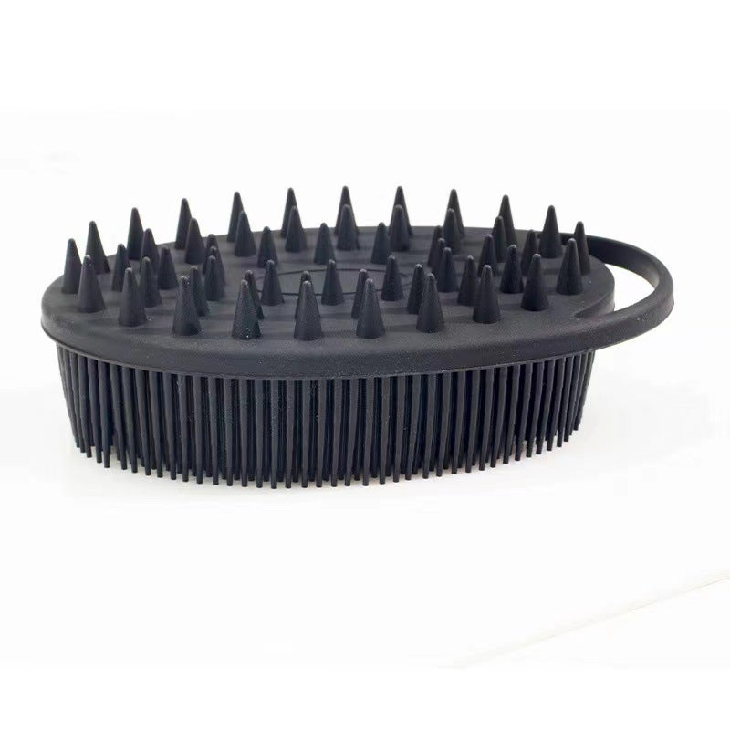 Silicone double-sided bath brush platinum baby bathing children's sensory integration training soft touch brush silicone bath brush Pointed black - Image 1