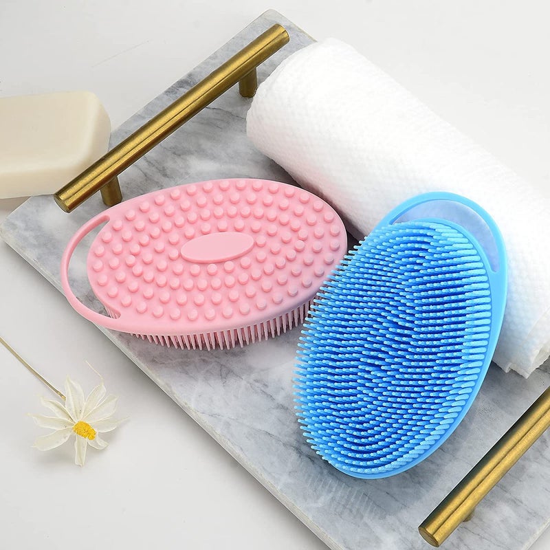 Silicone double-sided bath brush platinum baby bathing children's sensory integration training soft touch brush silicone bath brush Pointed black - Image 3