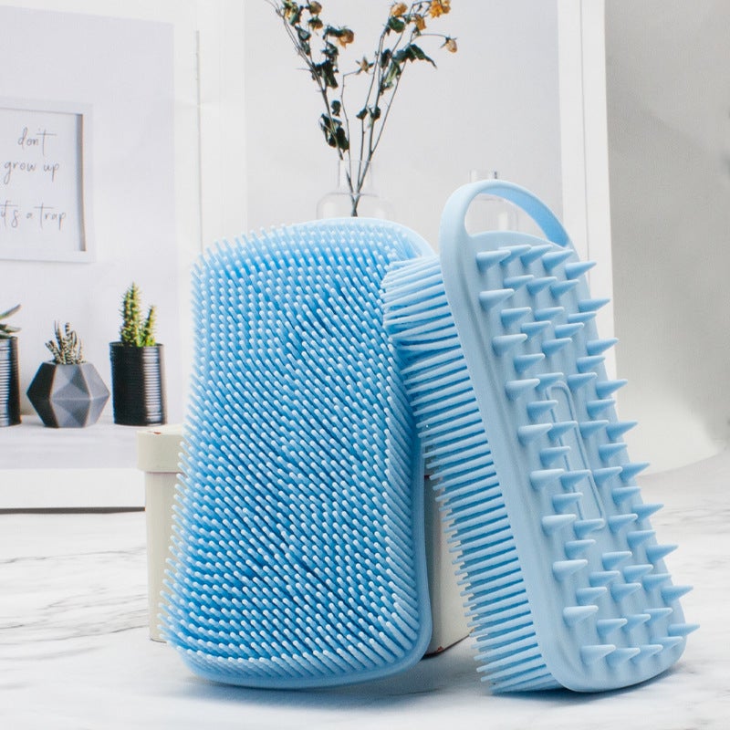 Silicone double-sided bath brush platinum baby bathing children's sensory integration training soft touch brush silicone bath brush Pointed black - Image 5