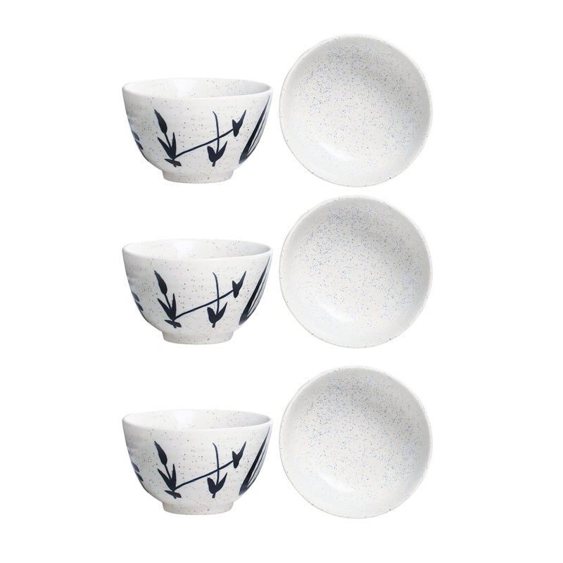 Caffeine Ceramic Handmade White Bamboo Dessert Bowl (Set of 6, 150 ml) - Image 3