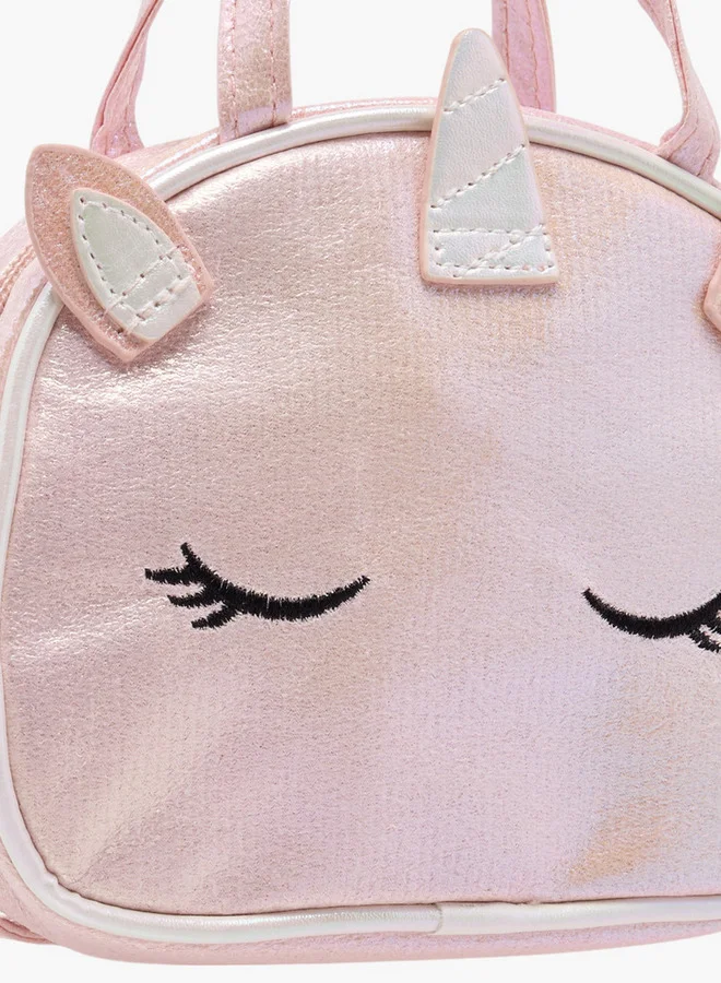Flora Bella By Shoexpress Unicorn Applique Sling Bag with Zip Closure