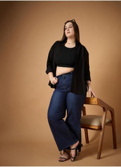 SASSAFRAS Plus Size Mid Rise Side Knot Straight Fit Jeans by Styli  - Image 2