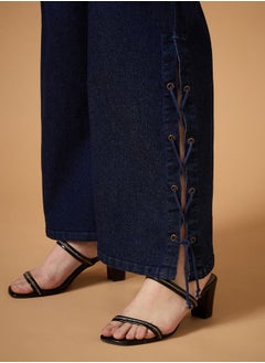 SASSAFRAS Plus Size Mid Rise Side Knot Straight Fit Jeans by Styli  - Image 5