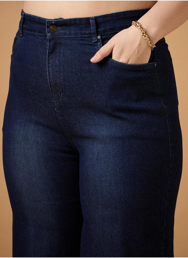 SASSAFRAS Plus Size Mid Rise Side Knot Straight Fit Jeans by Styli  - Image 4