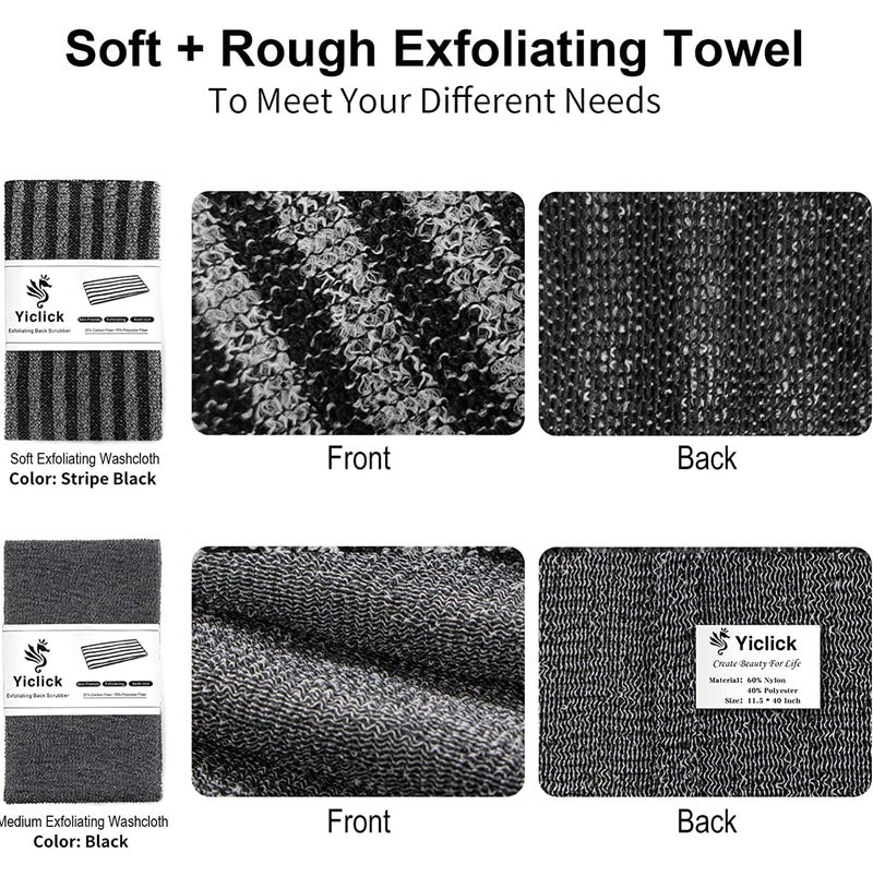 Yiclick 2 Pack Exfoliating Washcloth Towel - Body Scrubber Exfoliator, Loofah Sponge, Korean & Japanse & African Net Sponge Rag - Back Scrubber Washer for Use in Shower Bath - Image 3