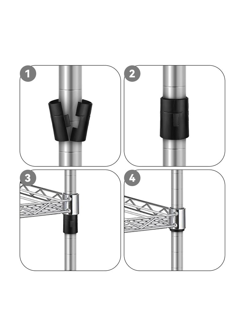 Generic Plastic Wire Shelving Shelf Lock Clips, Black Post Shelving Split Sleeves, for 1" Diameter Shelving Sleeves Replacements, Wire Shelf Storage Rack Adjustable Shelves Replace Clips (20 Pairs)  - Image 3