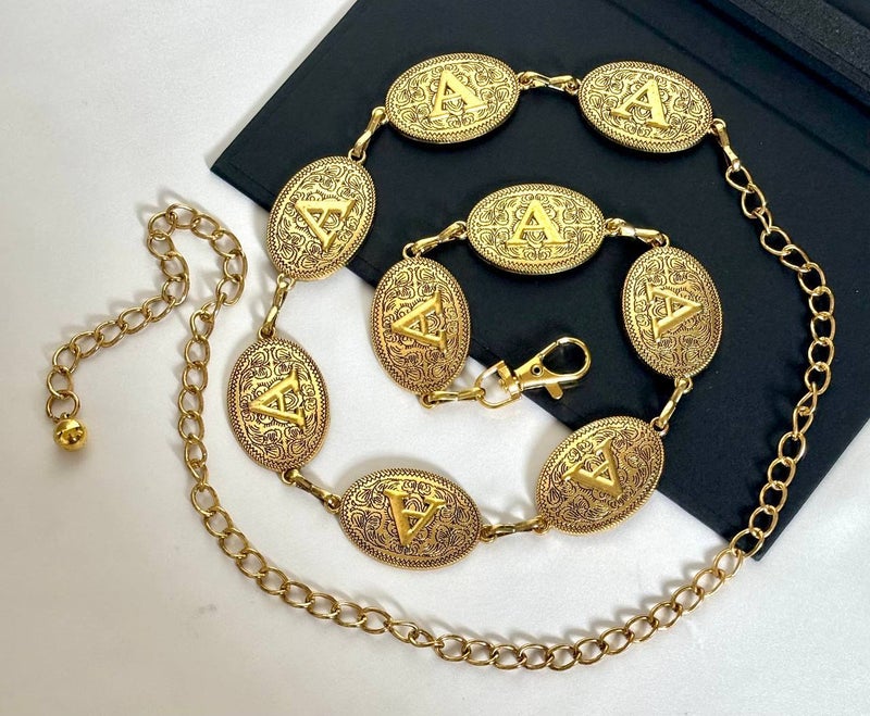 حزام وسط معدن ذهبي حريمي - A - Image 1