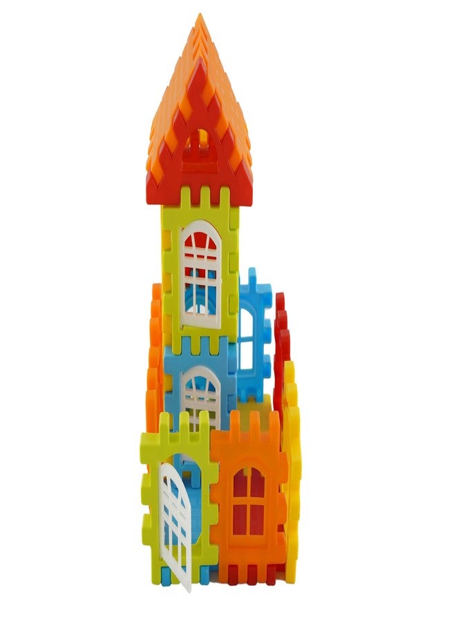 Playminds Multi Color Eco Freindly Building DIY Plastic Blocks | Kids Puzzle Games |Toys for Children | Educational & Learning - (90 Pieces and Windows) with Smooth Edges - Image 4