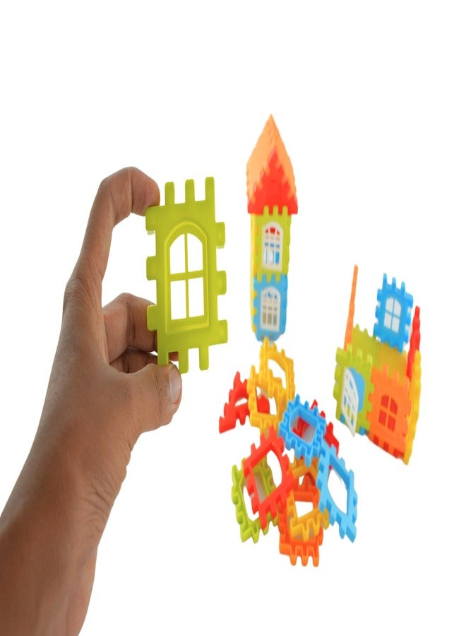 Playminds Multi Color Eco Freindly Building DIY Plastic Blocks | Kids Puzzle Games |Toys for Children | Educational & Learning - (90 Pieces and Windows) with Smooth Edges - Image 1