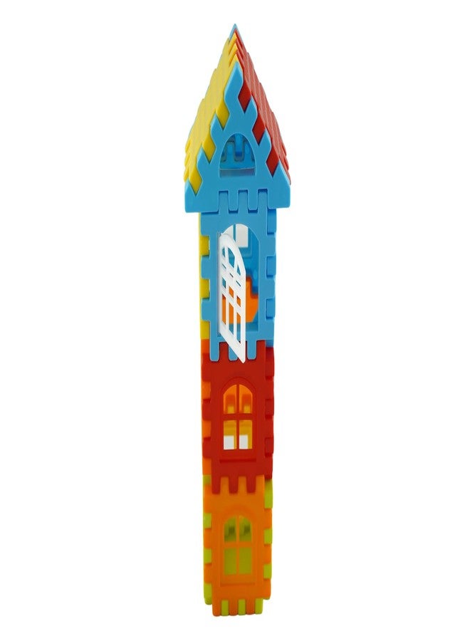 Playminds Multi Color Eco Freindly Building DIY Plastic Blocks | Kids Puzzle Games |Toys for Children | Educational & Learning - (90 Pieces and Windows) with Smooth Edges - Image 3